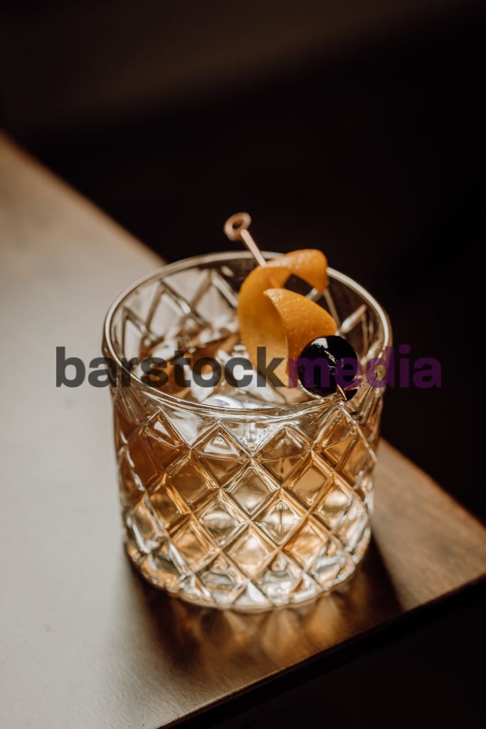 Old Fashioned On Wood Table Top Photo