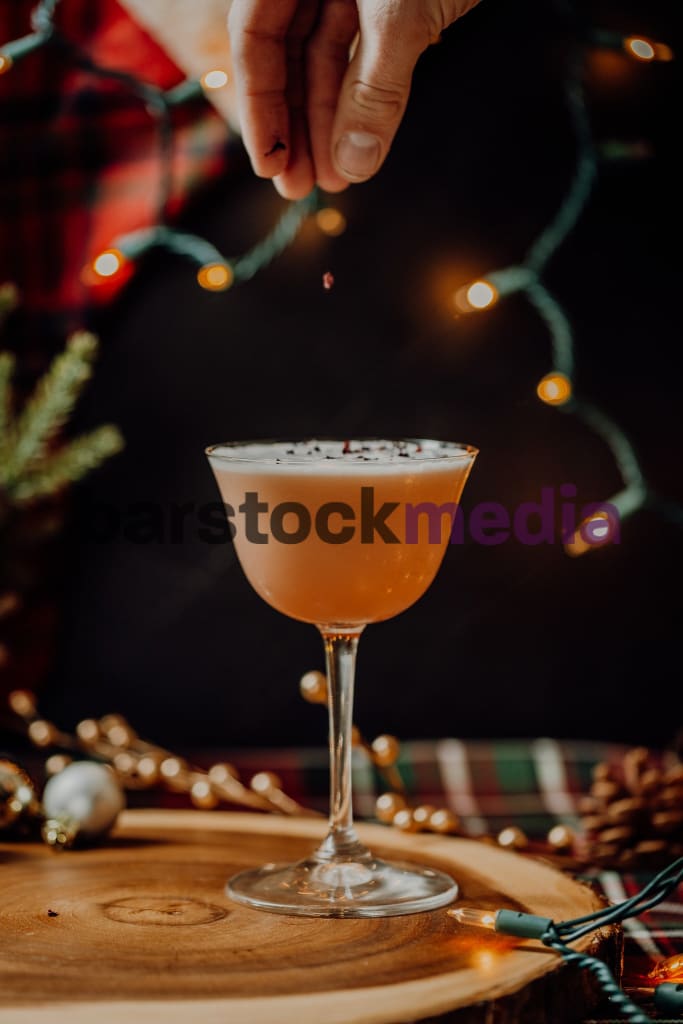 Holiday Hibiscus Sour Cocktail-Bar Stock Photos